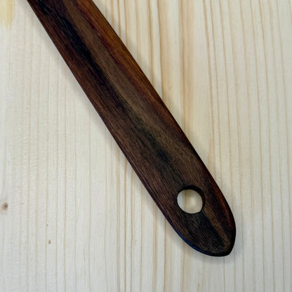 Wide bowl black walnut spoon close-up detail